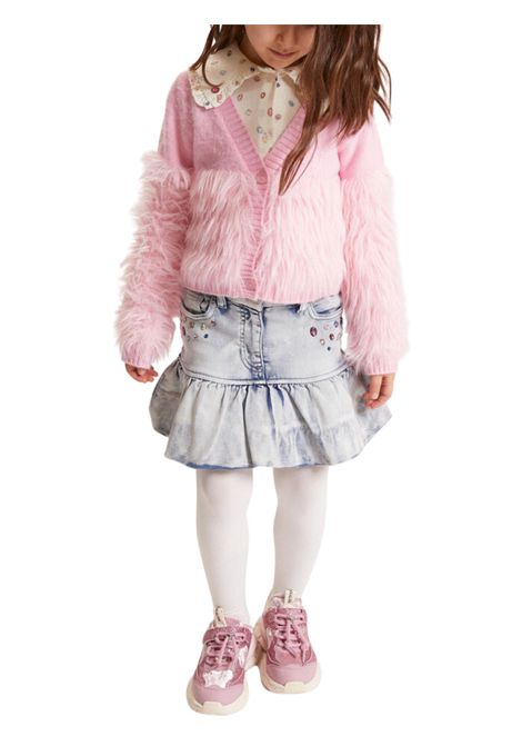 Gonna bambina in cotone denim con strass Monnalisa | 19F7026042/ANDENIM