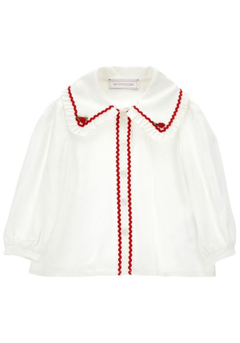 Cream viscose baby shirt Monnalisa | 31F3016103/ANPANNA