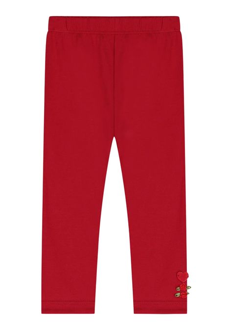 Red cotton leggings for newborns Monnalisa | 31F410NP/MAROSSO