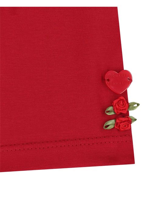Red cotton leggings for newborns Monnalisa | 31F410NP/MAROSSO
