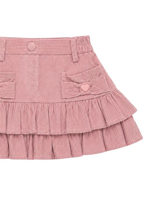 Pink velvet baby skirt Monnalisa | 37F7006852/ANROSA