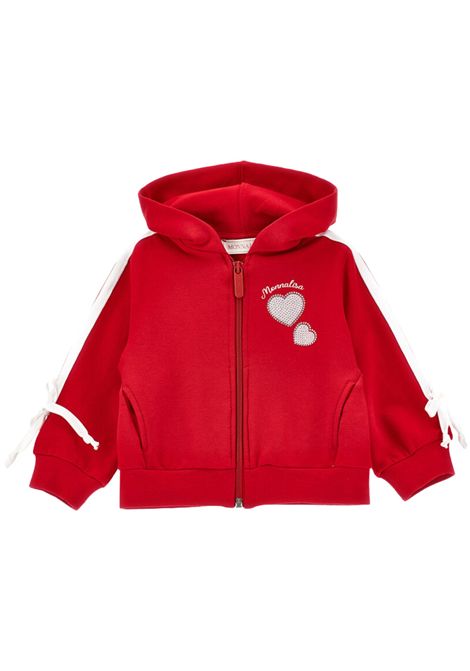Felpa neonata rossa in cotone Monnalisa | 38F8046004/ANROSSA