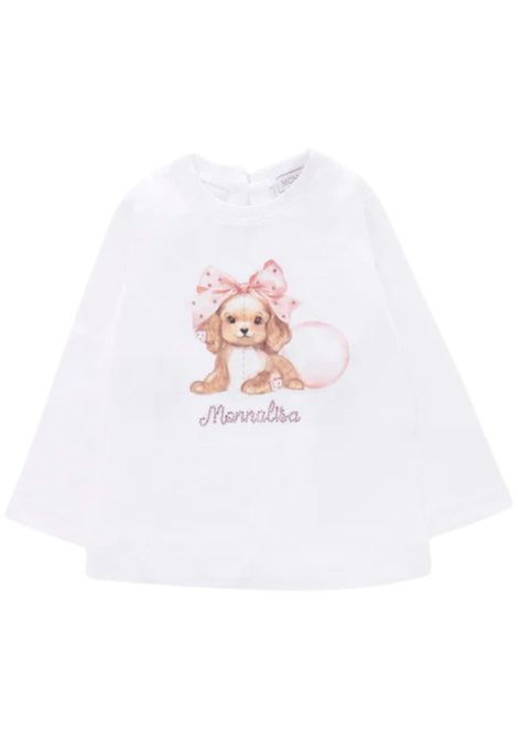 T-shirt neonata panna in cotone Monnalisa | 39F605/ANPANNA