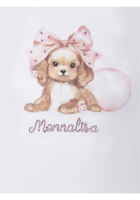 T-shirt neonata panna in cotone Monnalisa | 39F605/ANPANNA