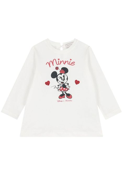 Cream cotton baby T-shirt Monnalisa | 39F6166005/ANPANNA