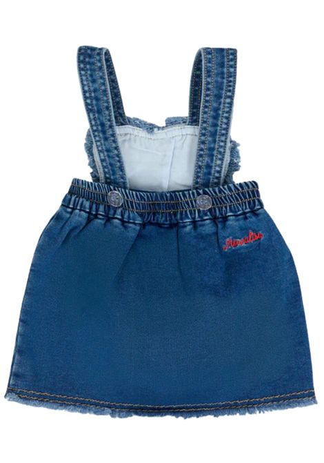 Salopette neonata in cotone denim Monnalisa | 39F7036043/ANDENIM
