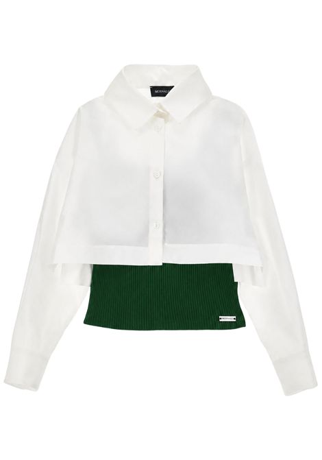 White cotton shirt for girls Monnalisa | 41F3006116/ANBIANCO