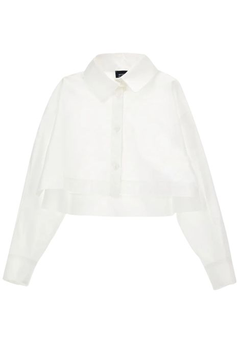 White cotton shirt for girls Monnalisa | 41F3006116/ANBIANCO