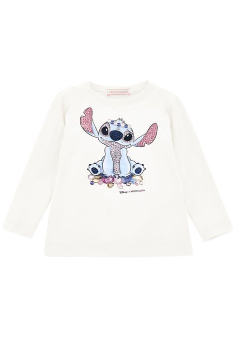 T-shirt bambina bianca in cotone Monnalisa | 6013/MABIANCO