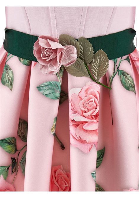 Abito bambina rosa con fiori Monnalisa | 66610093/MAROSA