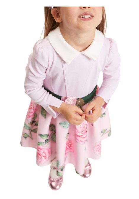 Abito bambina rosa con fiori Monnalisa | 66610093/MAROSA
