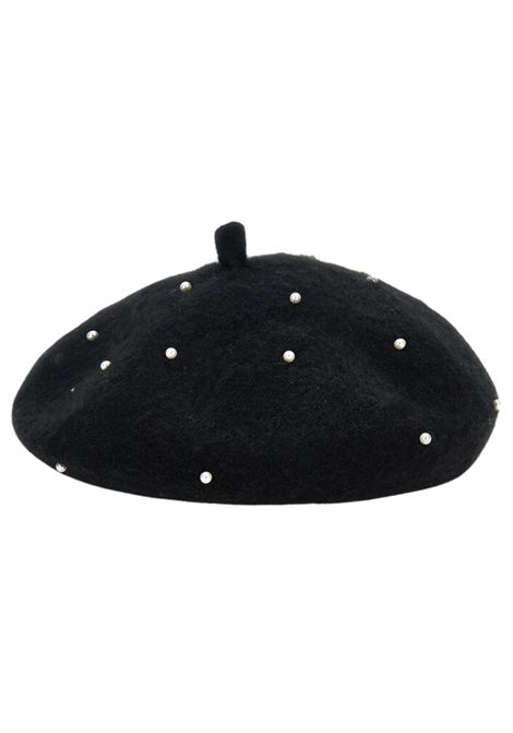 Cappello bambina nero con perle e strass Monnalisa | 79F0006080/ANNERO