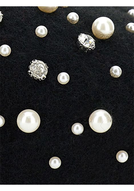 Cappello bambina nero con perle e strass Monnalisa | 79F0006080/ANNERO