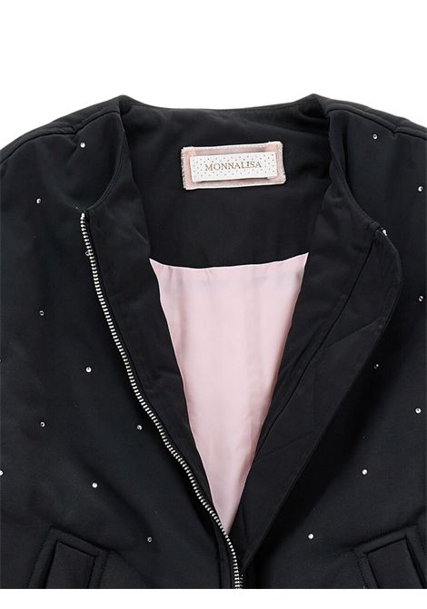 Giubbino bambina nero con strass Monnalisa | 79F1006024/ANNERO