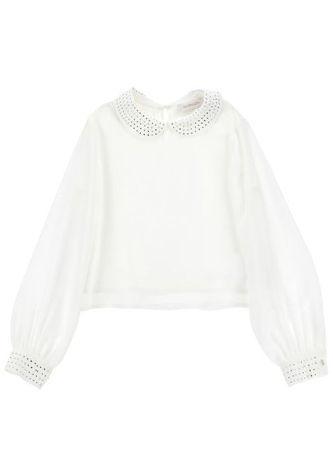 Camicia bambina bianca con strass Monnalisa | 79F3016087/ANBIANCO