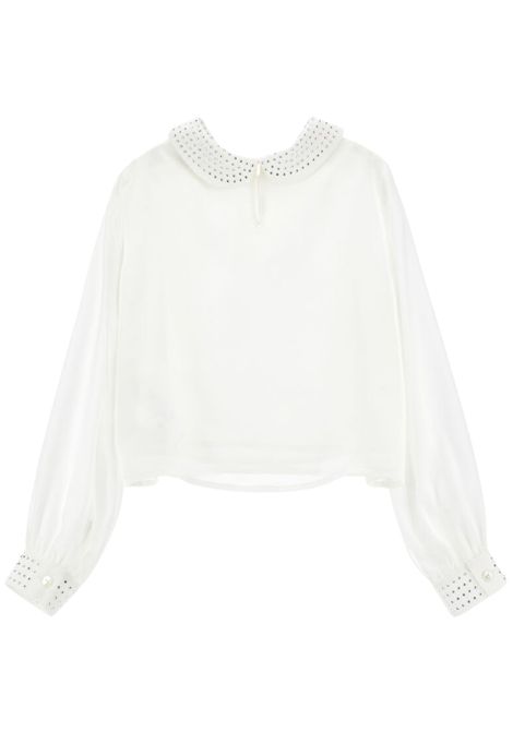 Camicia bambina bianca con strass Monnalisa | 79F3016087/ANBIANCO