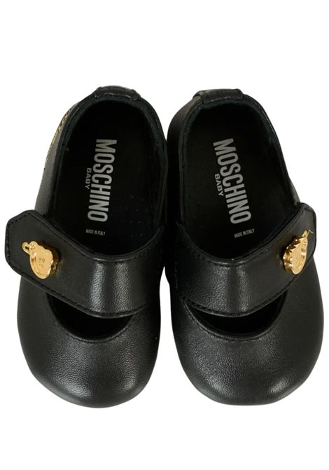 Black leather baby ballerina Moschino | 81803/PIANERO