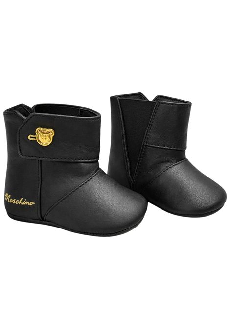 Black leather baby shoes Moschino | 81814/PIANERO