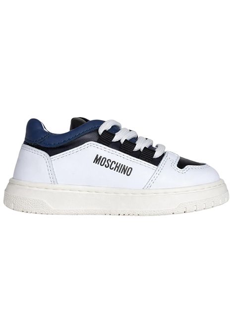Scarpe bambino bianche in pelle Moschino | 81857/PIABIANCO