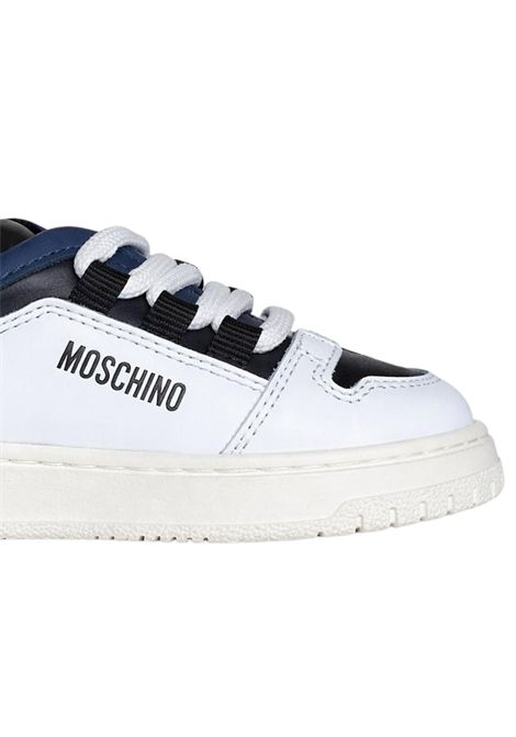 Scarpe bambino bianche in pelle Moschino | 81857/PIABIANCO