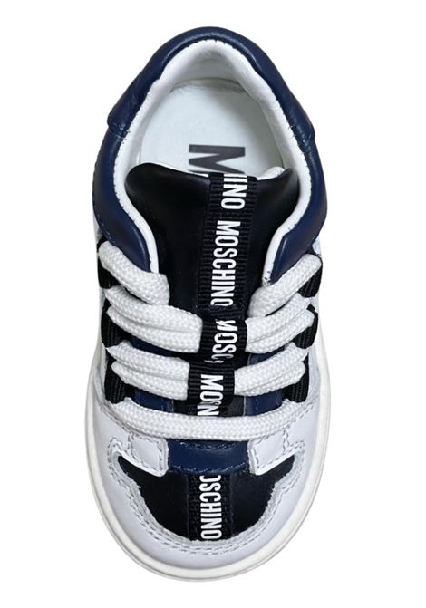 Scarpe bambino bianche in pelle Moschino | 81857/PIABIANCO