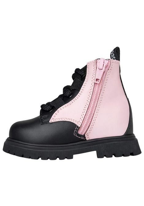 Anfibio bambina nero/rosa in pelle Moschino | 81862/PIANERO/ROSA