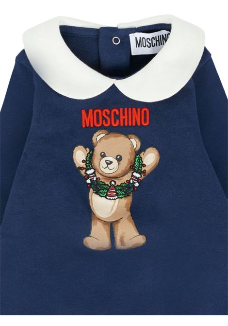 Tutina neonato blu in cotone Moschino | MYY037/CEBLU