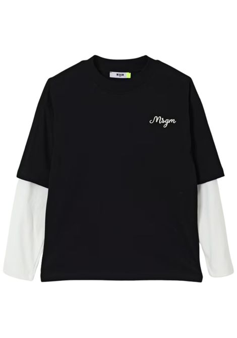 T-shirt bambino nera in cotone MSGM | F5MSJBTH257/CENERO