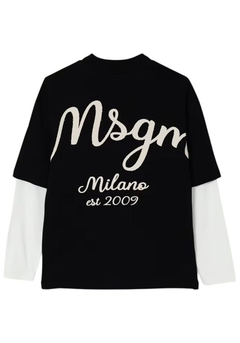 T-shirt bambino nera in cotone MSGM | F5MSJBTH257/CENERO