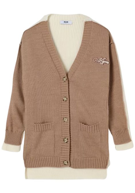 Cardigan bambino beige in lana MSGM | F5MSJGCA076/CEBEIGE