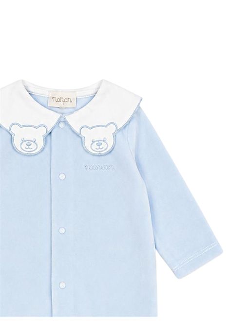 Tutina neonata azzurra in velluto NANAN | CON056AZZURRO
