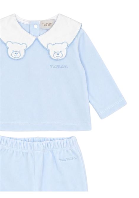 Completo neonata azzurro in velluto NANAN | CON057AZZURRO