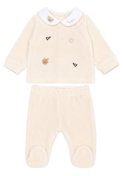 Completo neonato beige in velluto NANAN | I25023BEIGE
