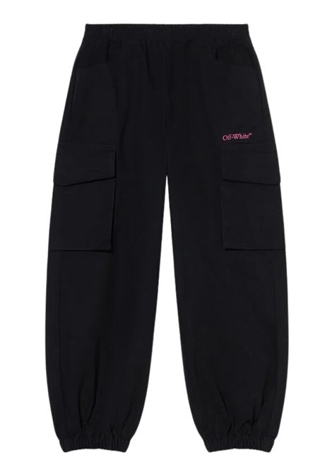 Black cotton trousers for girls OFF WHITE | CF005F5F0011032/MANERO