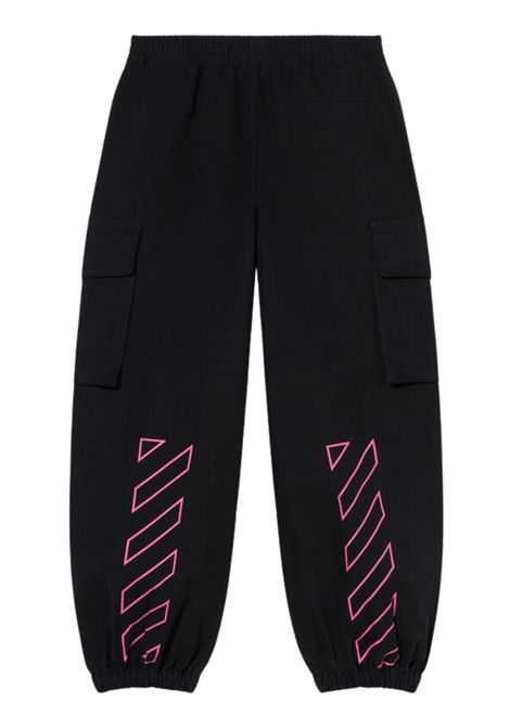 Black cotton trousers for girls OFF WHITE | CF005F5F0011032/MANERO
