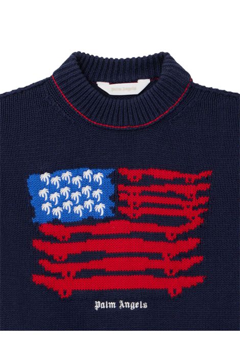 Maglione bambina in lana e cotone PALM ANGELS | PBHE002F25/CEBLU