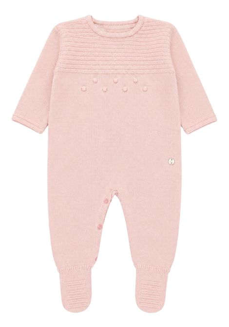 Pink baby romper in cotton and cashmere PAZ RODRIGUEZ | 00532645/ANROSA