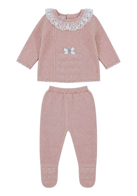 Pink baby girl's set in cotton and cashmere PAZ RODRIGUEZ | 122075/ANROSA