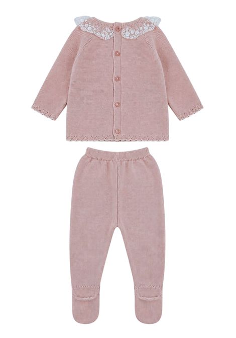 Pink baby girl's set in cotton and cashmere PAZ RODRIGUEZ | 122075/ANROSA