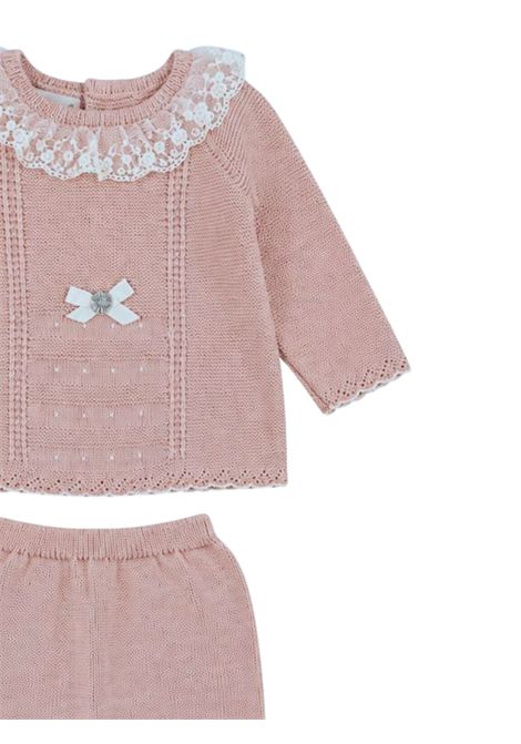 Pink baby girl's set in cotton and cashmere PAZ RODRIGUEZ | 122075/ANROSA