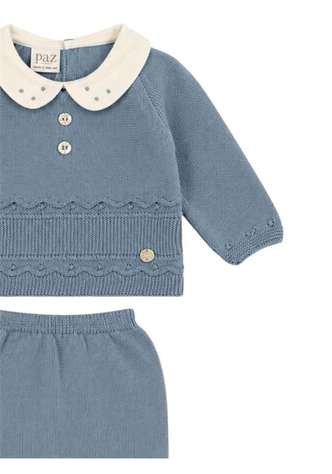 Completo neonato azzurro in cotone e cashmere PAZ RODRIGUEZ | 123050/ANAZZURRO