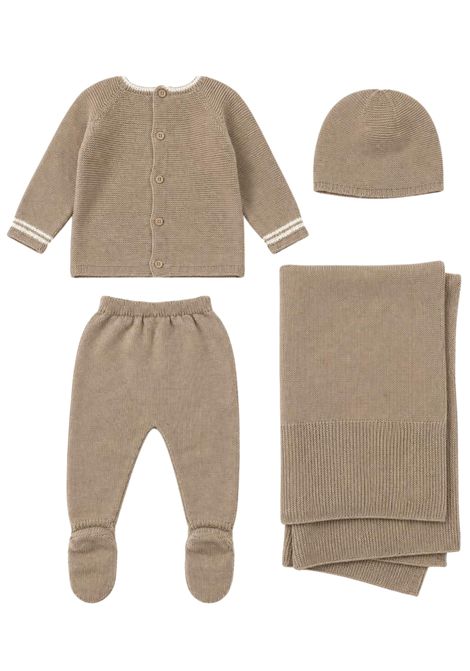 Beige baby boy's set in cotton and cashmere PAZ RODRIGUEZ | 303122207/ANBEIGE