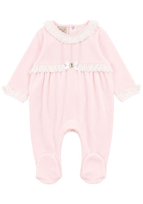 Pink cotton baby romper PAZ RODRIGUEZ | 393211/ANROSA