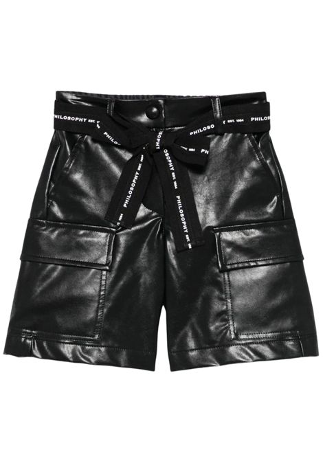 Bermuda bambina nero in pelle PHILOSOPHY | I1F409/ANPELLE