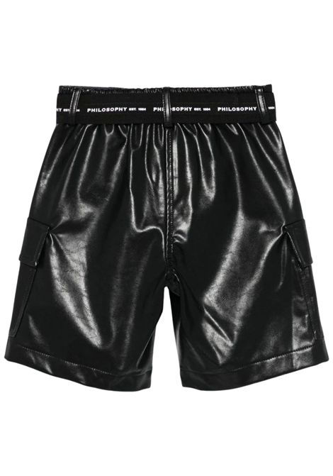 Bermuda bambina nero in pelle PHILOSOPHY | I1F409/ANPELLE