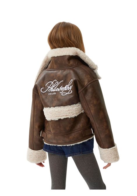 Montone bambina marrone in sheraling PHILOSOPHY | I9F1006038/ANMARRONE