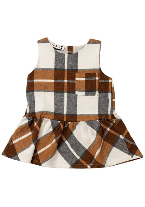 Abito neonata beige in cotone Please | AF01103/MABEIGE