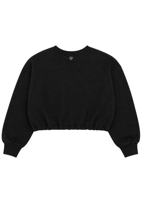 Felpa bambina nera in cotone Please | LB10040G78/DENERO
