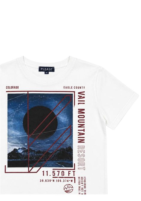 White cotton T-shirt for children Please | MB09030B55/DEBIANCO
