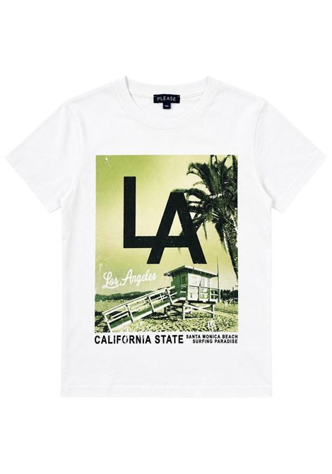 White cotton T-shirt for children Please | MB87030B48/DEBIANCO